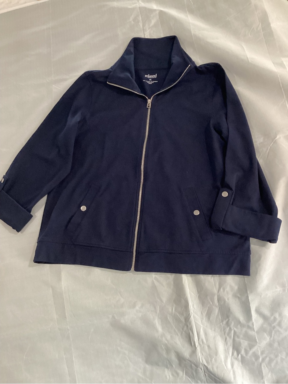 Charter Club Navy Zip-Front Relaxed Blazer Jacket size xl #5